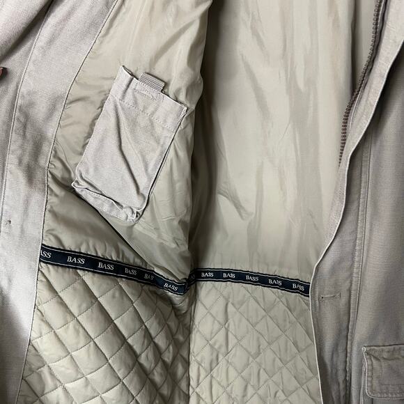 GH Bass Barn Chore Jacket Large Mens Quilted Canvas Leather Collar Outdoor Coat - Picture 11 of 12